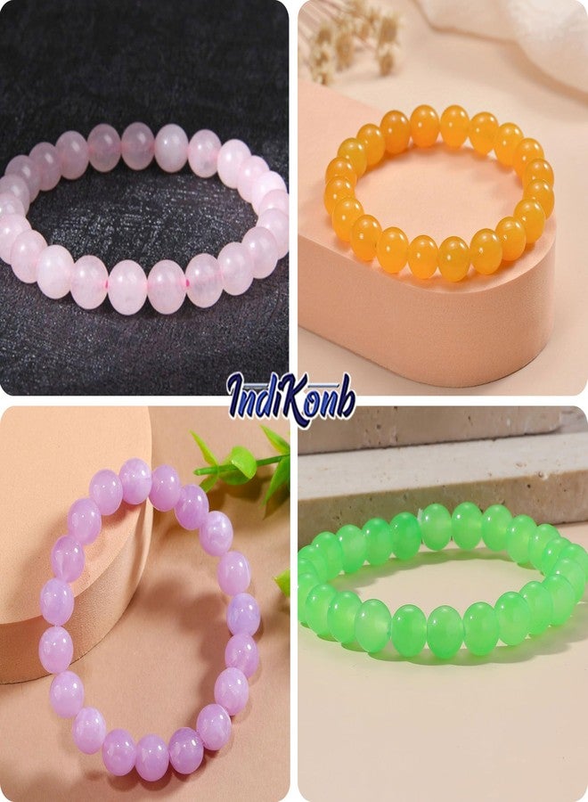 INDIKONB Jelly Glass Beads | 6mm Round Glass Pearl Beads for Bracelets & Jewellery Making | 300pcs | Perfect for DIY Crafting & Beaded Jewelry (Dark Purple) - Image 2